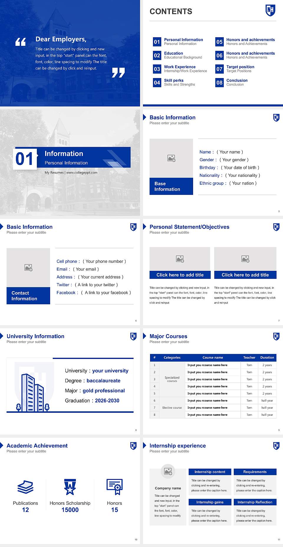 University of New Hampshire-Main Campus Resume PPT Template4:3 ratio PPT effect preview image2