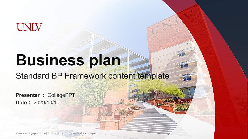 University of Nevada-Las Vegas Competition/Entrepreneurship Contest PPT Template16:9 ratio PPT effect preview image