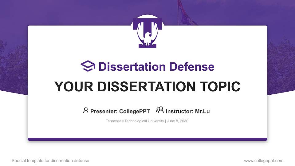 Tennessee Technological University Graduation Thesis Defense PPT Template16:9 ratio PPT effect preview image