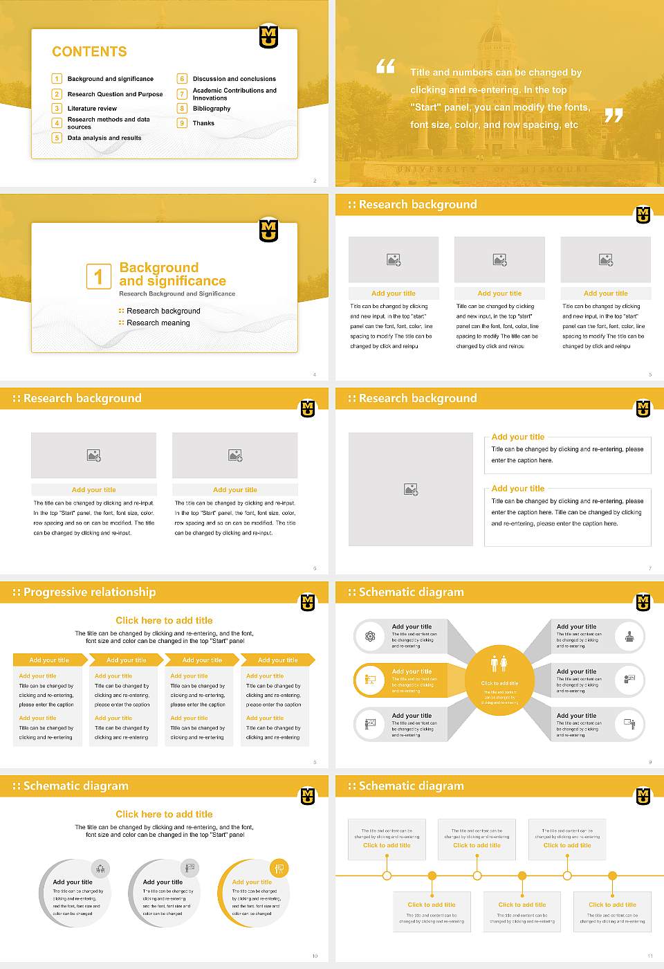 University of Missouri-Columbia Graduation Thesis Defense PPT Template16:9 ratio PPT effect preview image2