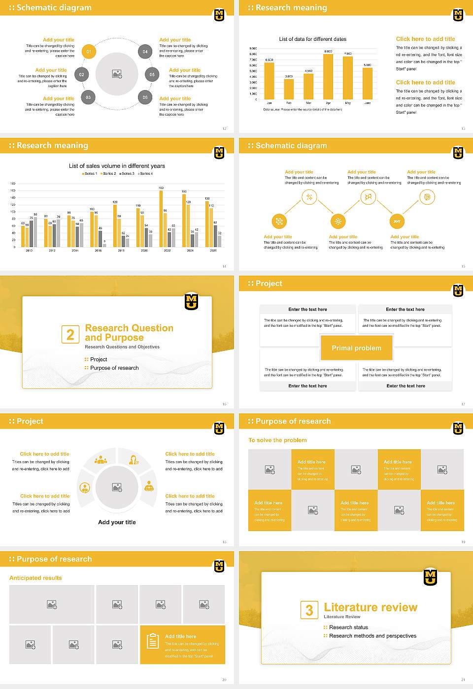 University of Missouri-Columbia Graduation Thesis Defense PPT Template16:9 ratio PPT effect preview image3