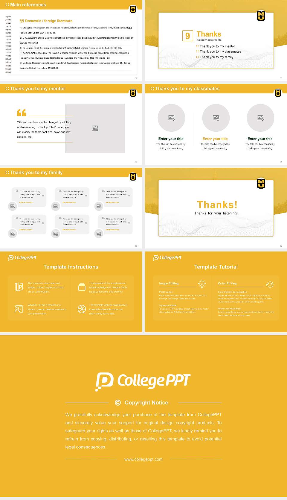 University of Missouri-Columbia Graduation Thesis Defense PPT Template16:9 ratio PPT effect preview image7