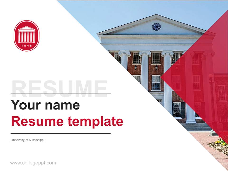 University of Mississippi Resume PPT Template4:3 ratio PPT effect preview image5