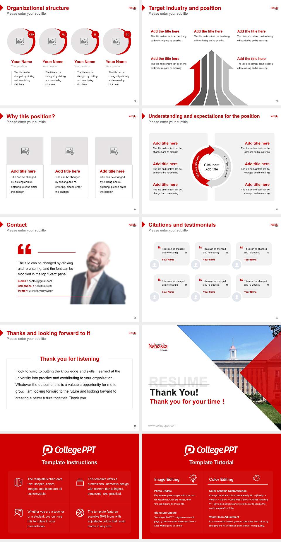 University of Nebraska-Lincoln Resume PPT Template4:3 ratio PPT effect preview image4
