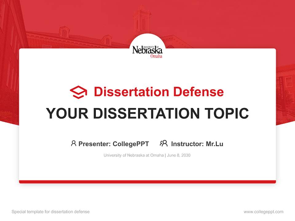 University of Nebraska at Omaha Graduation Thesis Defense PPT Template4:3 ratio PPT effect preview image7