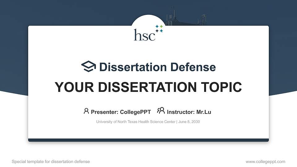 University of North Texas Health Science Center Graduation Thesis Defense PPT Template16:9 ratio PPT effect preview image
