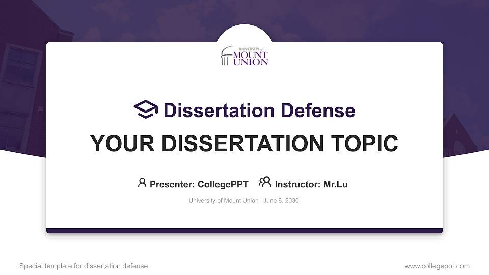 University of Mount Union Graduation Thesis Defense PPT Template16:9 ratio PPT effect preview image