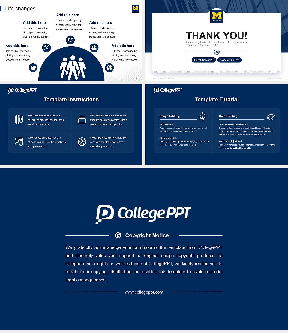 University of Michigan-Dearborn National Scholarship Defense PPT Template16:9 ratio PPT effect preview image4
