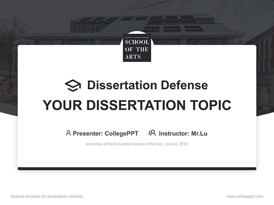 University of North Carolina School of the Arts Graduation Thesis Defense PPT Template4:3 ratio PPT effect preview image7