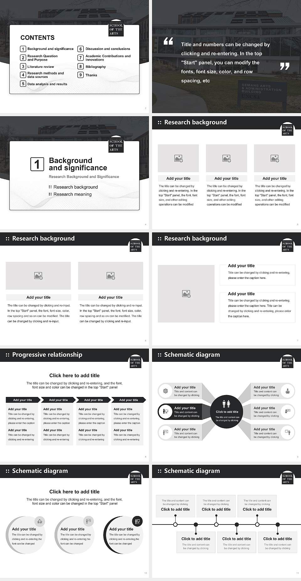 University of North Carolina School of the Arts Graduation Thesis Defense PPT Template4:3 ratio PPT effect preview image2