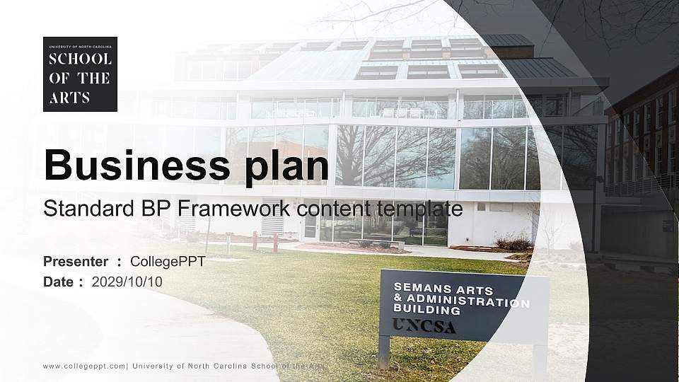 University of North Carolina School of the Arts Competition/Entrepreneurship Contest PPT Template16:9 ratio PPT effect preview image