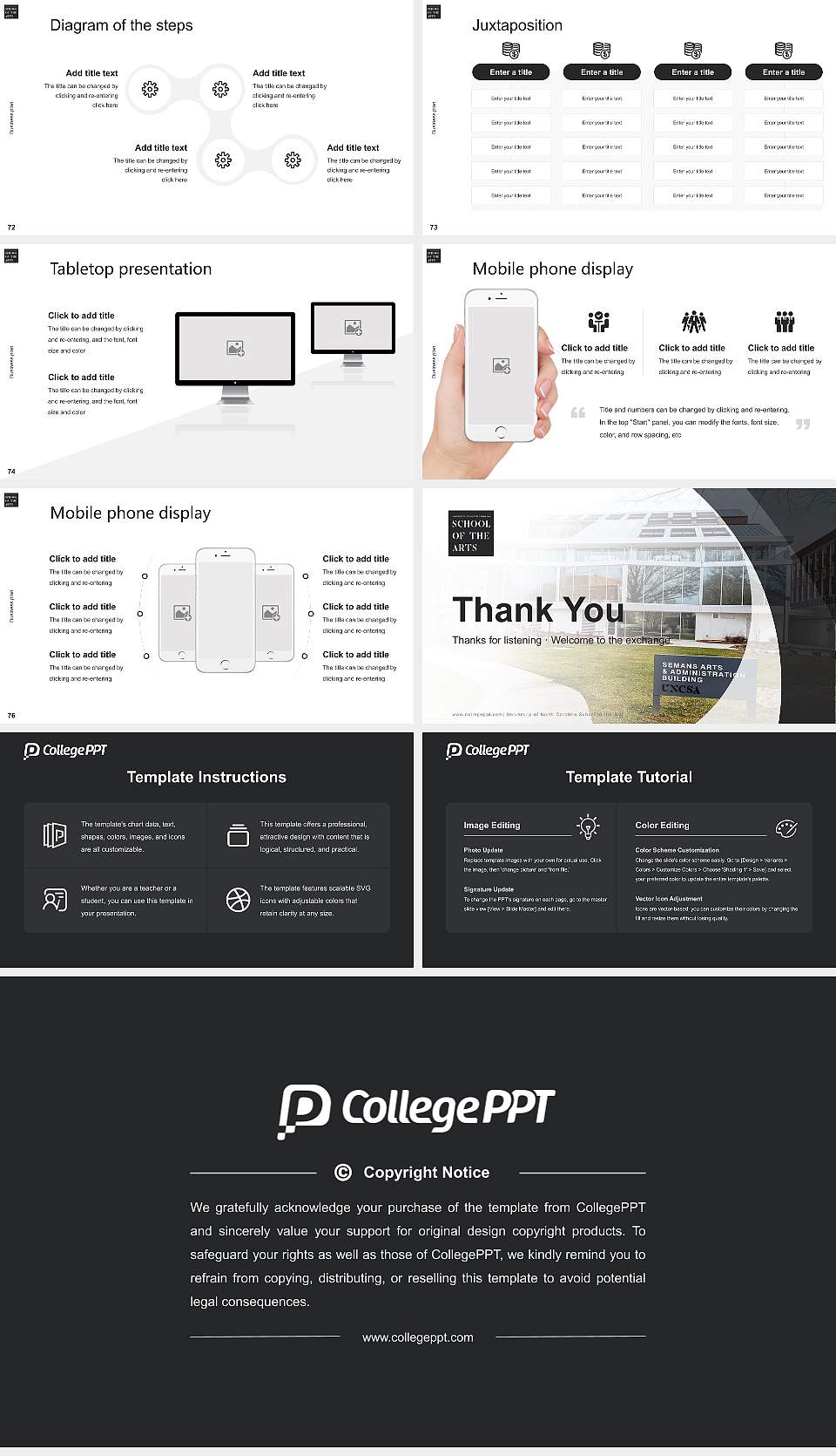 University of North Carolina School of the Arts Competition/Entrepreneurship Contest PPT Template16:9 ratio PPT effect preview image9