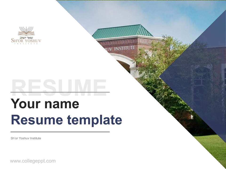 Sh’or Yoshuv Institute Resume PPT Template4:3 ratio PPT effect preview image5