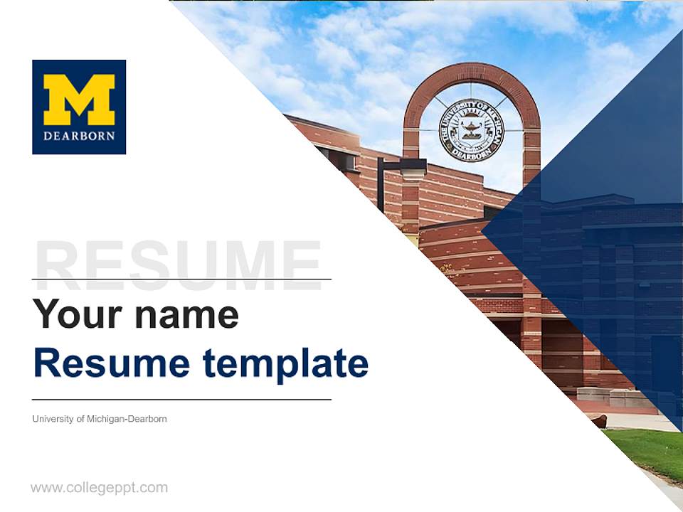 University of Michigan-Dearborn Resume PPT Template4:3 ratio PPT effect preview image5