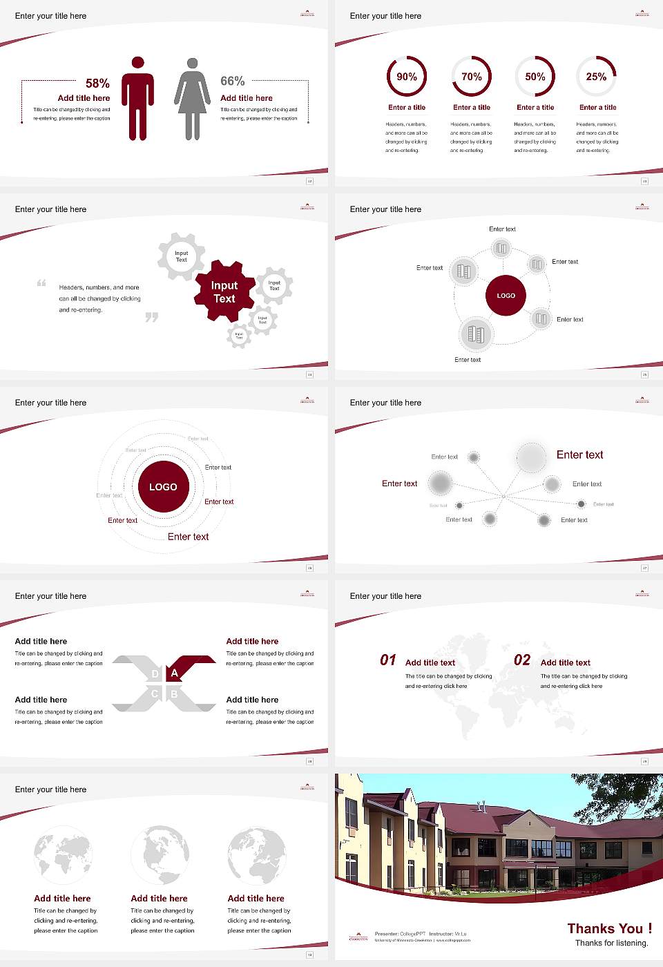 University of Minnesota-Crookston Course/Courseware Creation PPT Template16:9 ratio PPT effect preview image4