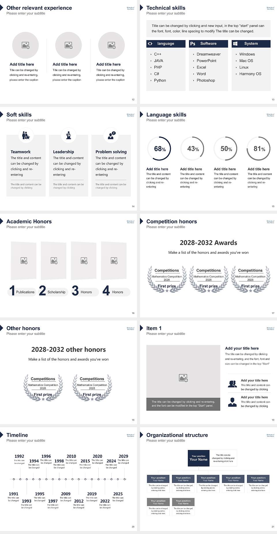 University of New Haven Resume PPT Template4:3 ratio PPT effect preview image3