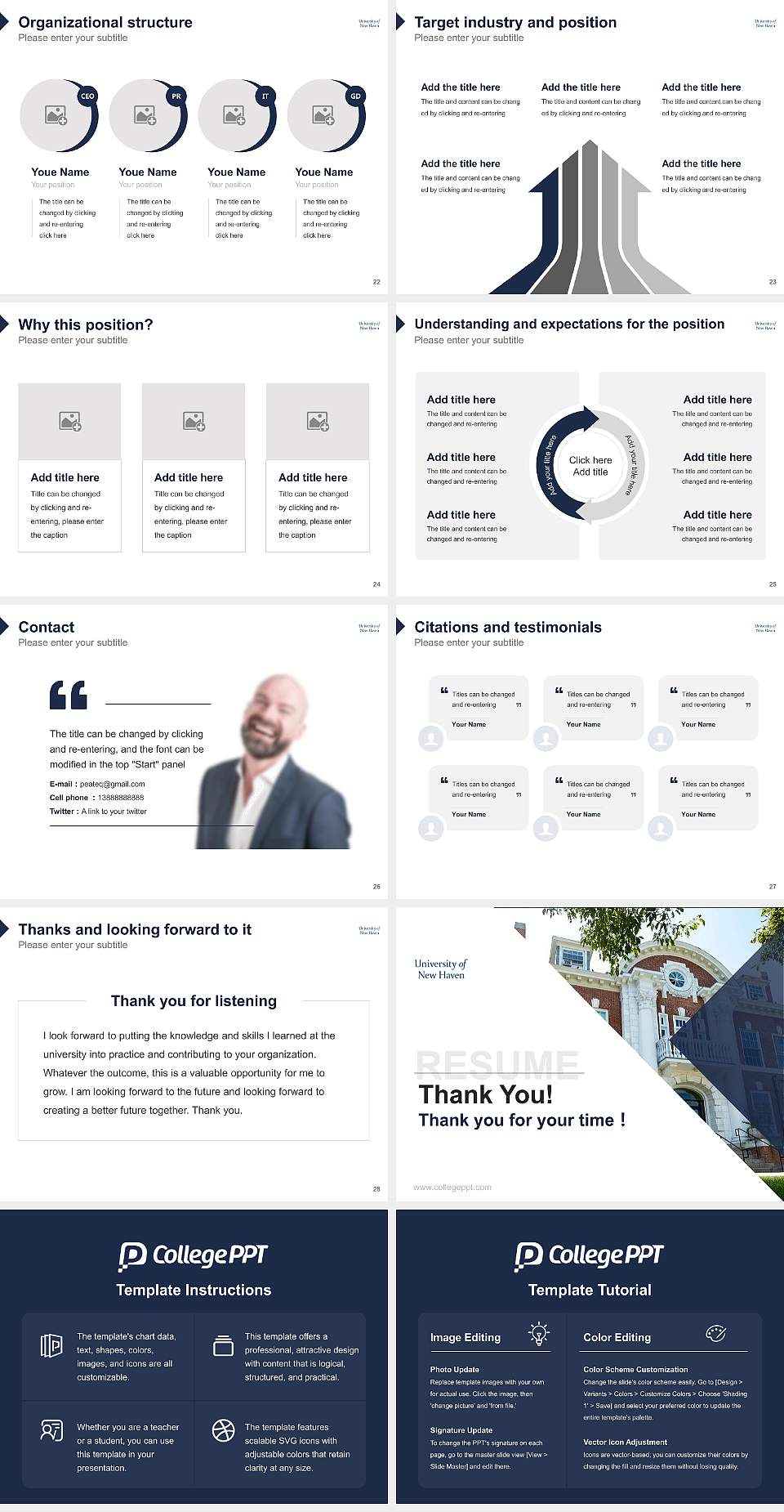 University of New Haven Resume PPT Template4:3 ratio PPT effect preview image4