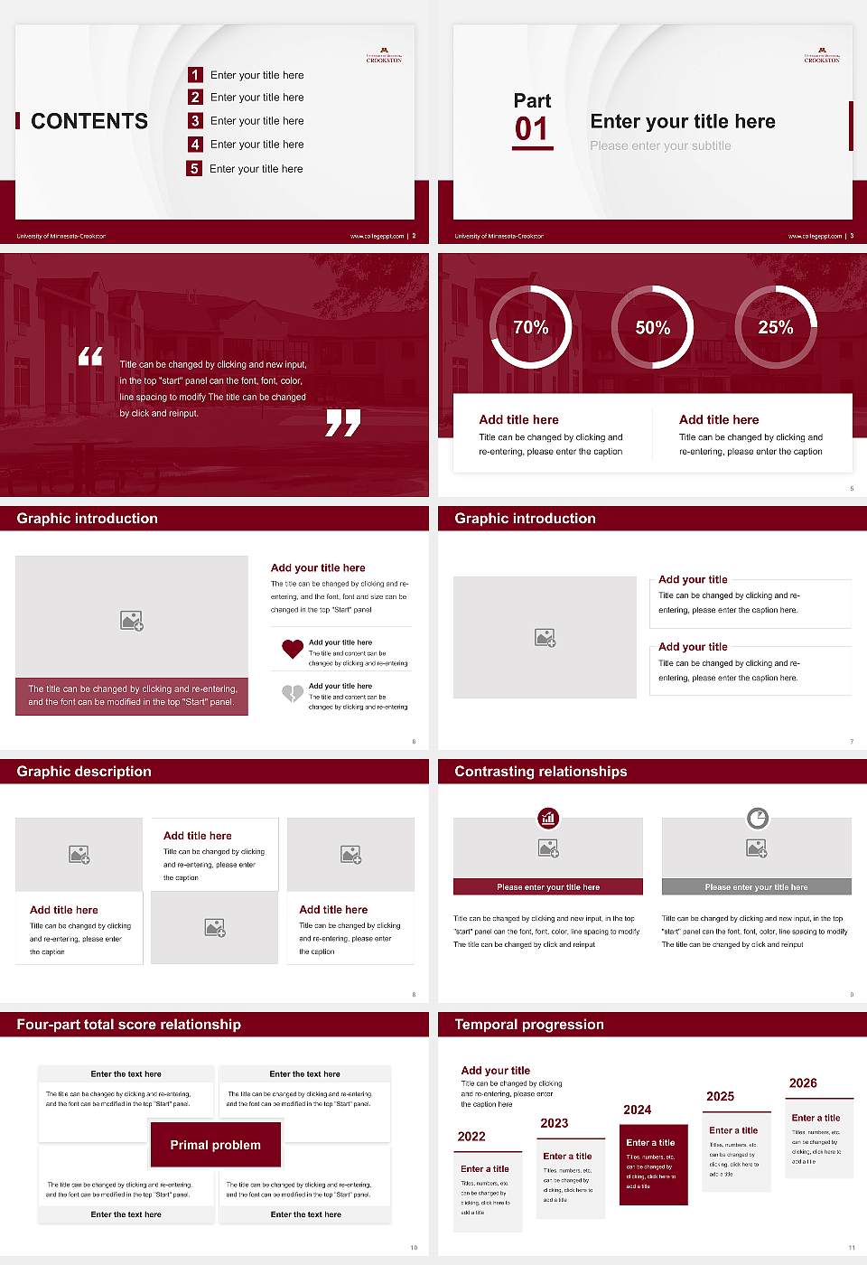 University of Minnesota-Crookston Thesis Proposal/Graduation Defense PPT Template16:9 ratio PPT effect preview image2