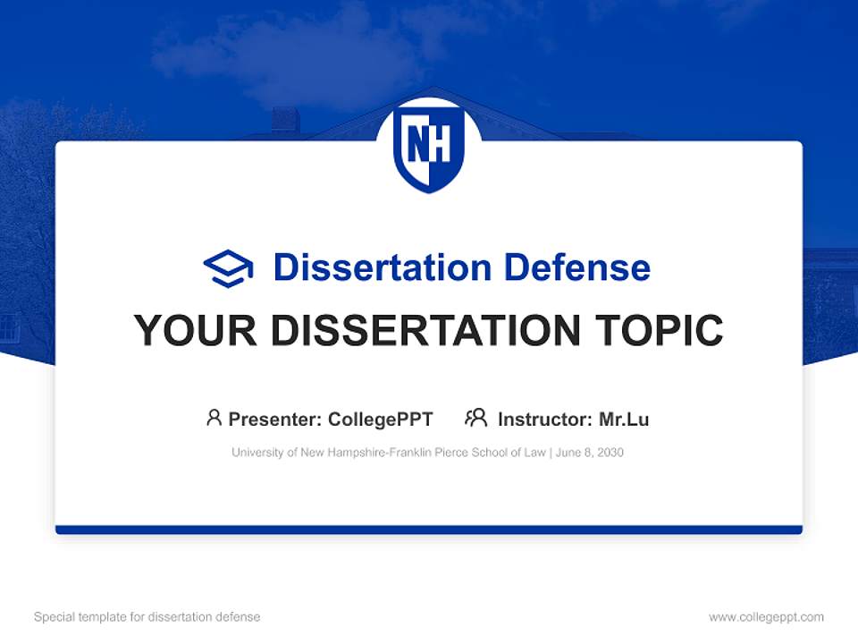 University of New Hampshire-Franklin Pierce School of Law Graduation Thesis Defense PPT Template4:3 ratio PPT effect preview image7