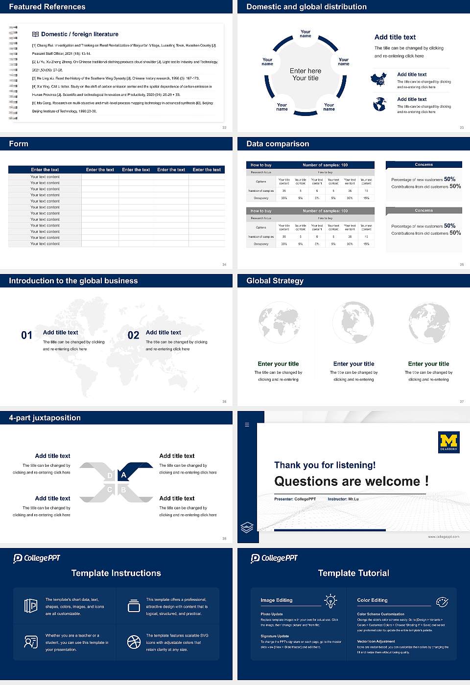 University of Michigan-Dearborn Thesis Proposal/Graduation Defense PPT Template16:9 ratio PPT effect preview image4