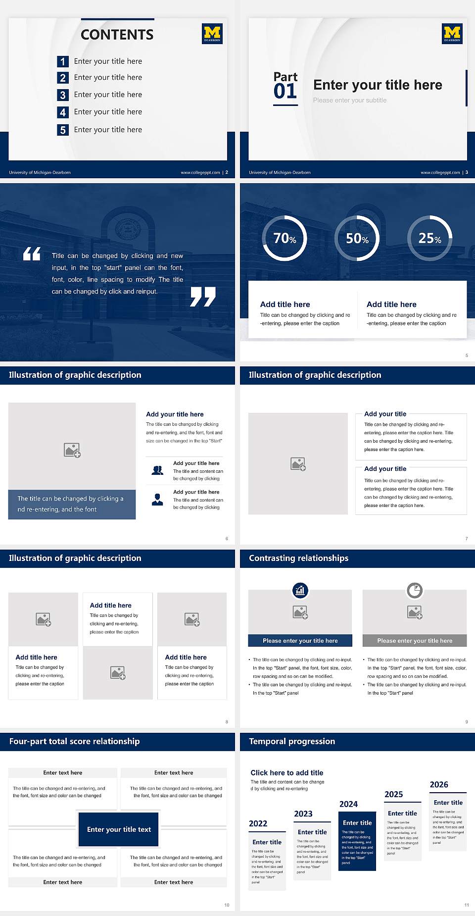 University of Michigan-Dearborn Thesis Proposal/Graduation Defense PPT Template4:3 ratio PPT effect preview image2