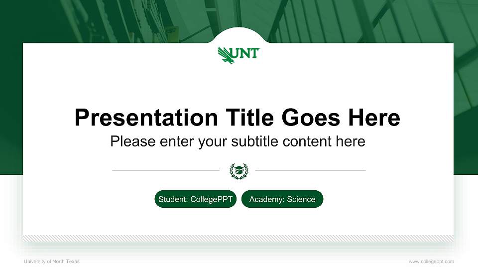 University of North Texas National Scholarship Defense PPT Template16:9 ratio PPT effect preview image