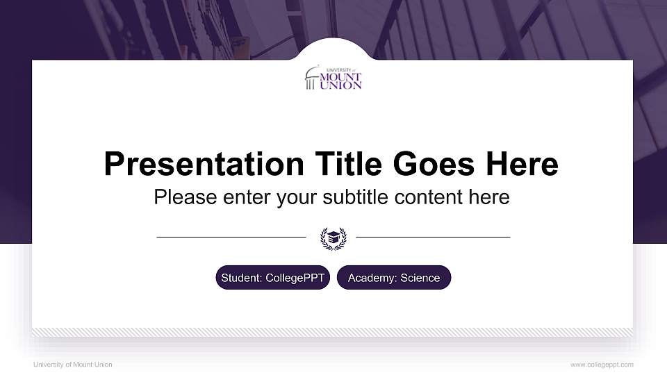 University of Mount Union National Scholarship Defense PPT Template16:9 ratio PPT effect preview image
