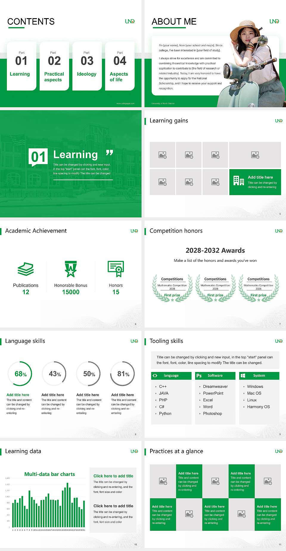 University of North Dakota National Scholarship Defense PPT Template4:3 ratio PPT effect preview image2