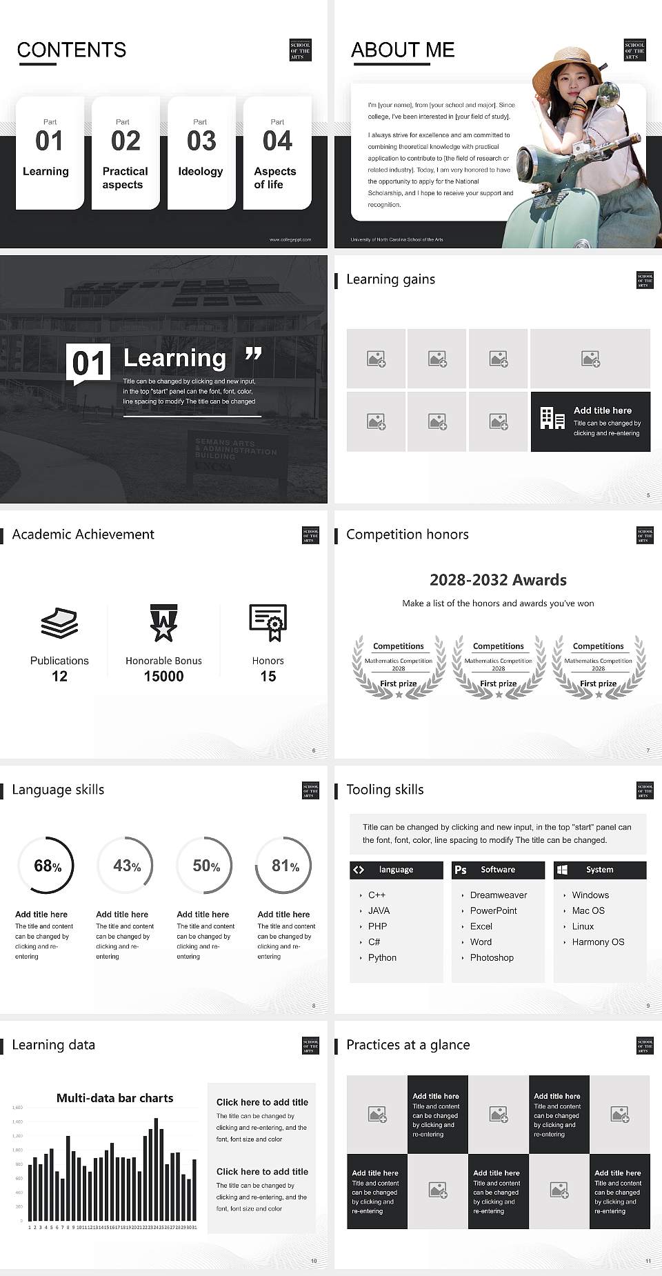 University of North Carolina School of the Arts National Scholarship Defense PPT Template4:3 ratio PPT effect preview image2