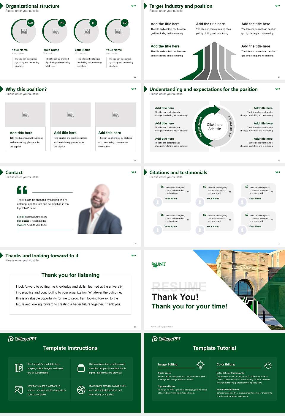 University of North Texas Resume PPT Template16:9 ratio PPT effect preview image4