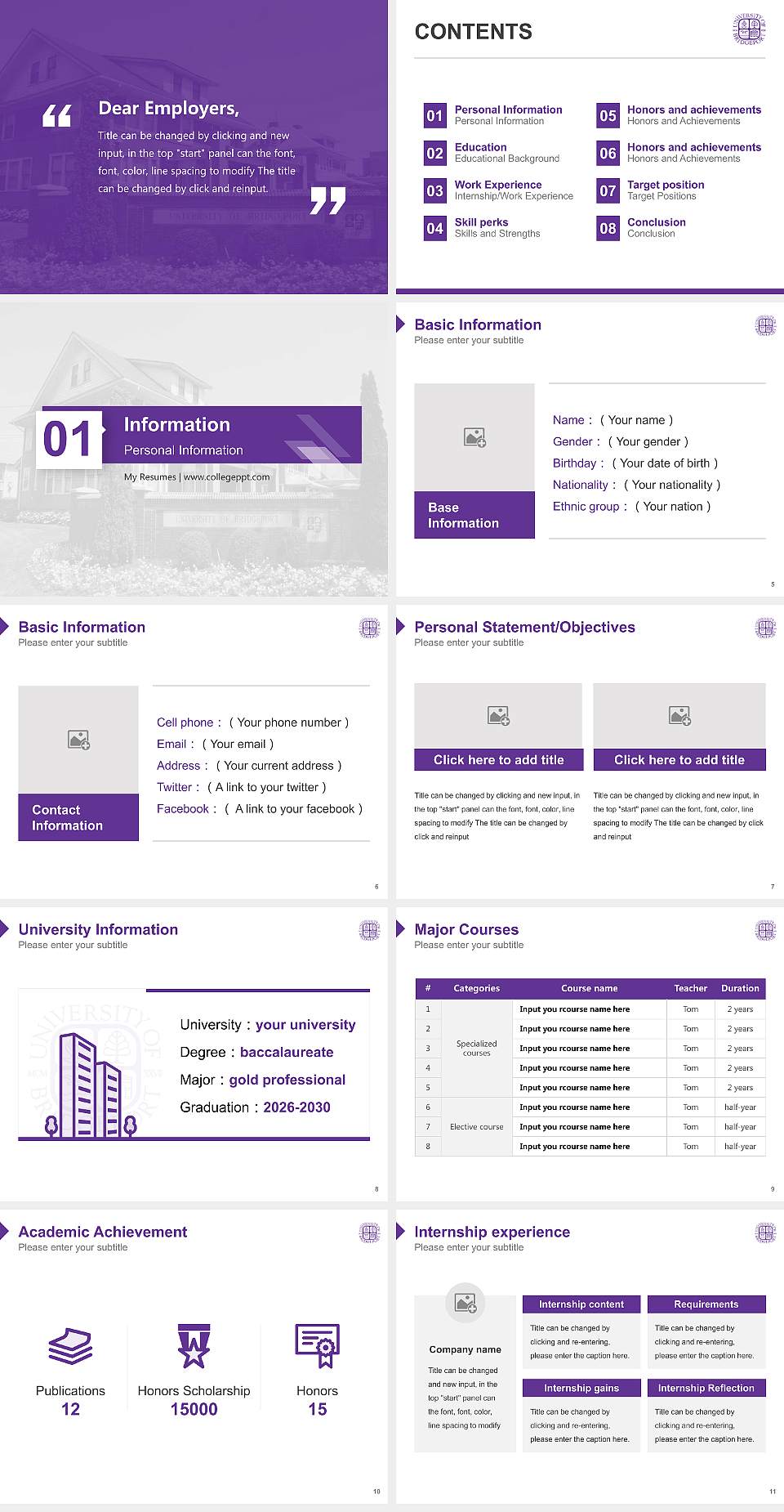 University of Bridgeport Resume PPT Template4:3 ratio PPT effect preview image2