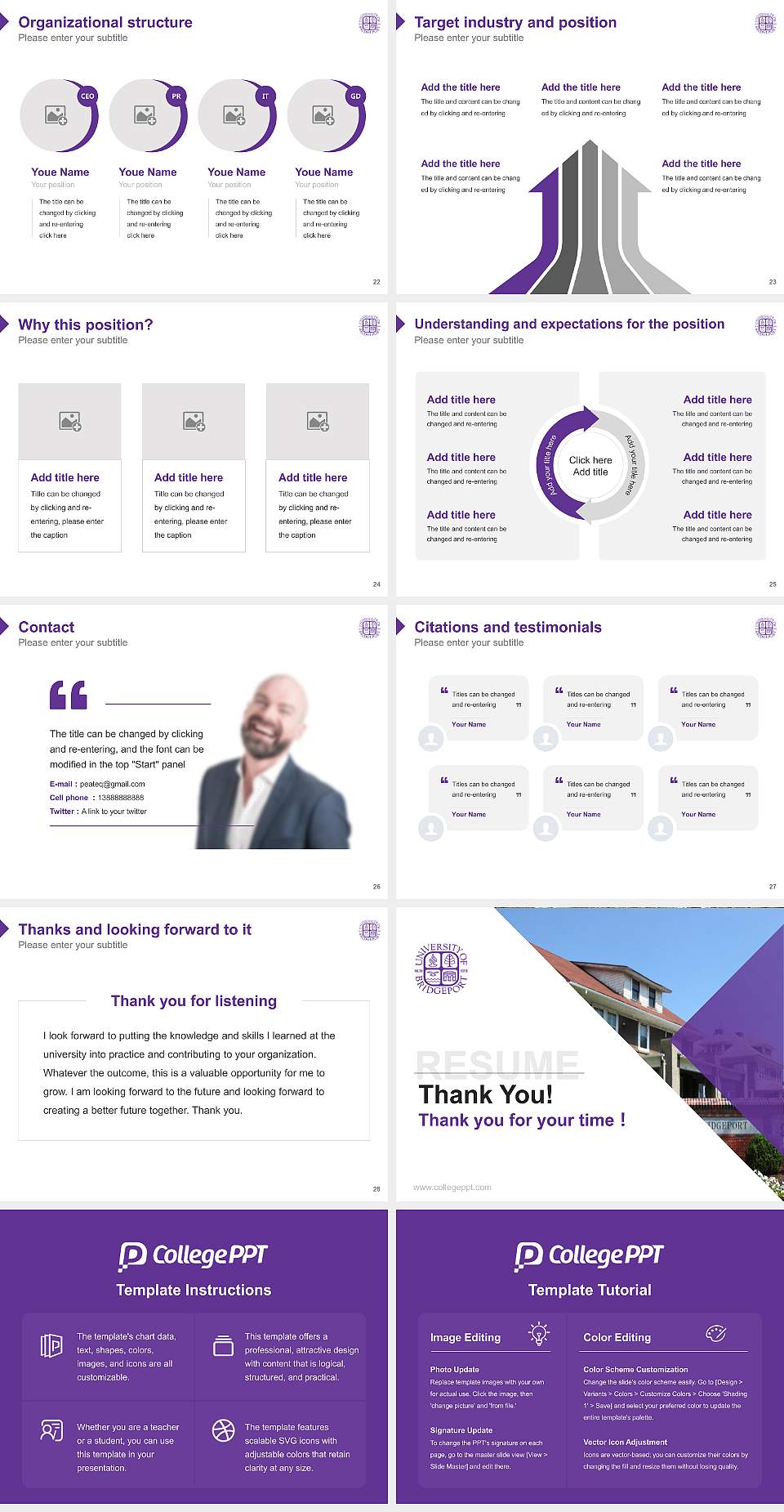 University of Bridgeport Resume PPT Template4:3 ratio PPT effect preview image4