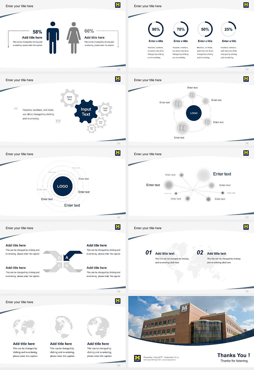 University of Michigan-Flint Course/Courseware Creation PPT Template16:9 ratio PPT effect preview image4