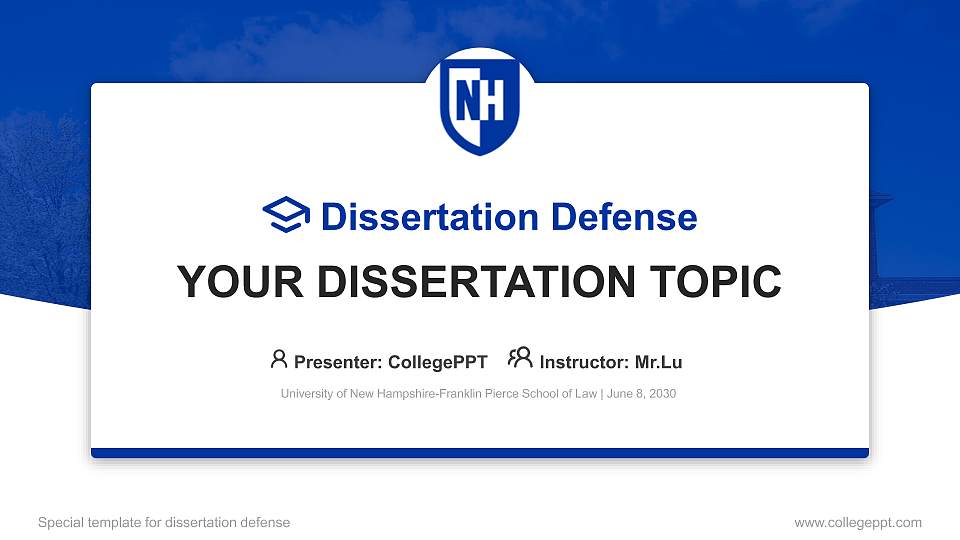University of New Hampshire-Franklin Pierce School of Law Graduation Thesis Defense PPT Template16:9 ratio PPT effect preview image