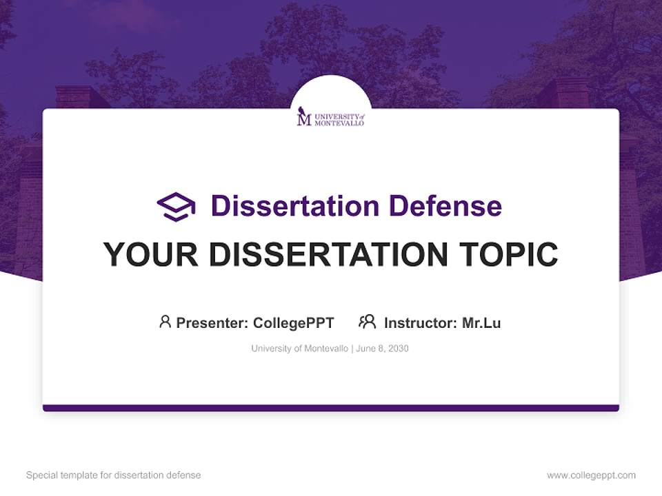 University of Montevallo Graduation Thesis Defense PPT Template4:3 ratio PPT effect preview image7