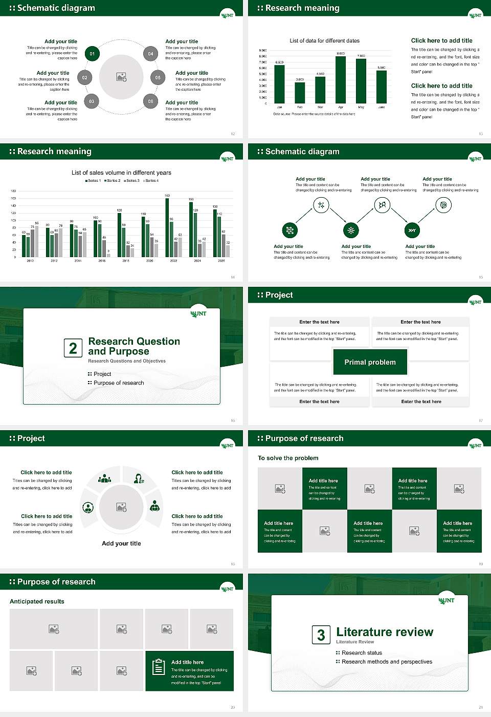 University of North Texas Graduation Thesis Defense PPT Template16:9 ratio PPT effect preview image3