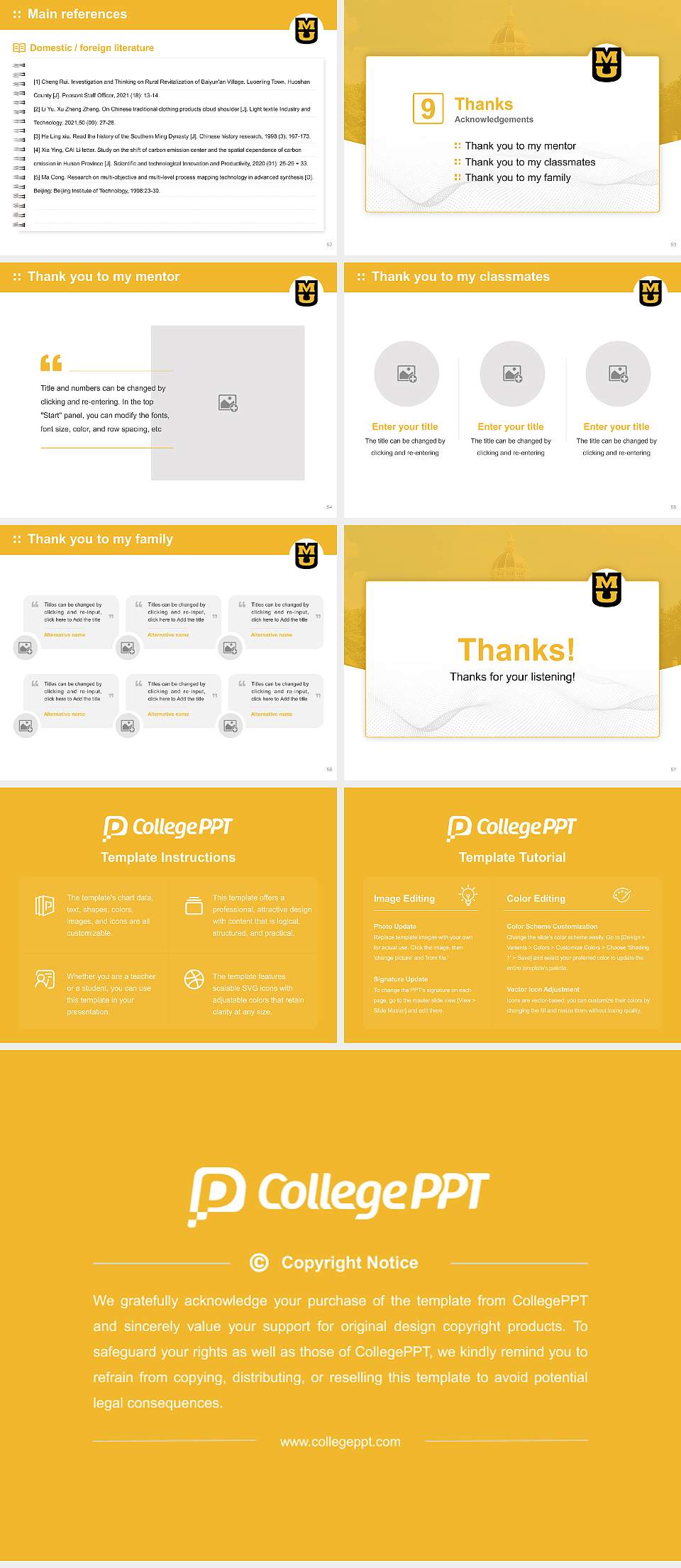 University of Missouri-Columbia Graduation Thesis Defense PPT Template4:3 ratio PPT effect preview image7