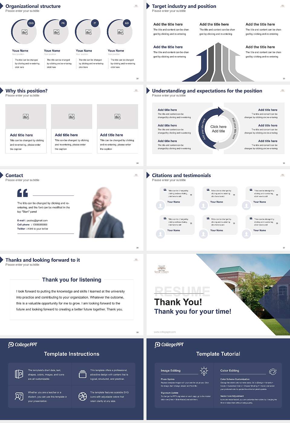 Sh’or Yoshuv Institute Resume PPT Template16:9 ratio PPT effect preview image4