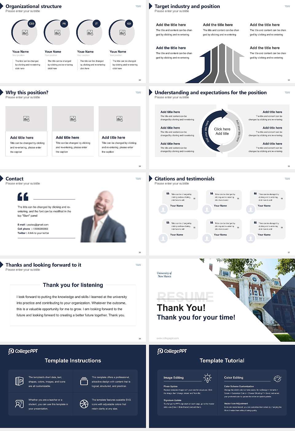 University of New Haven Resume PPT Template16:9 ratio PPT effect preview image4