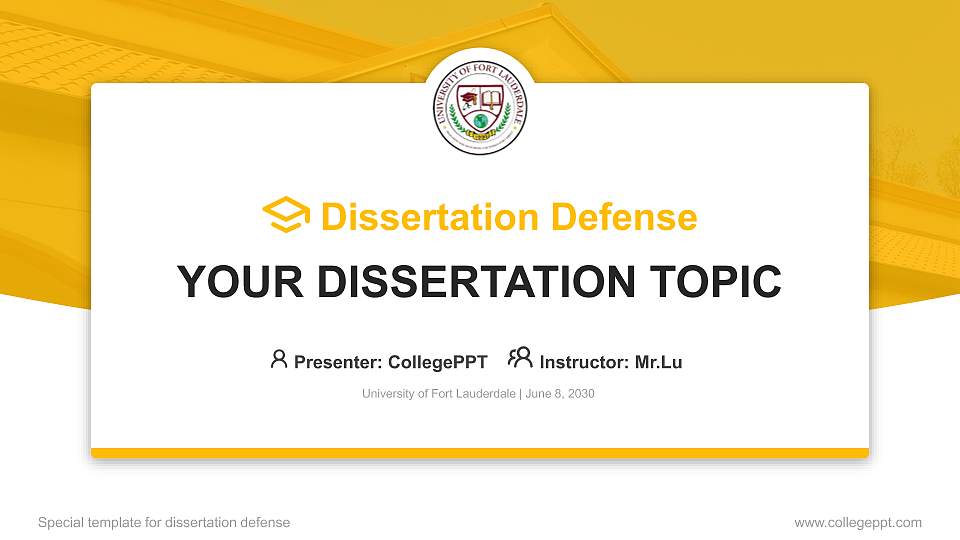 University of Fort Lauderdale Graduation Thesis Defense PPT Template16:9 ratio PPT effect preview image