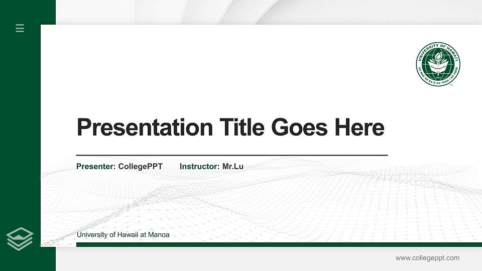 University of Hawaii at Manoa Thesis Proposal/Graduation Defense PPT Template16:9 ratio PPT effect preview image