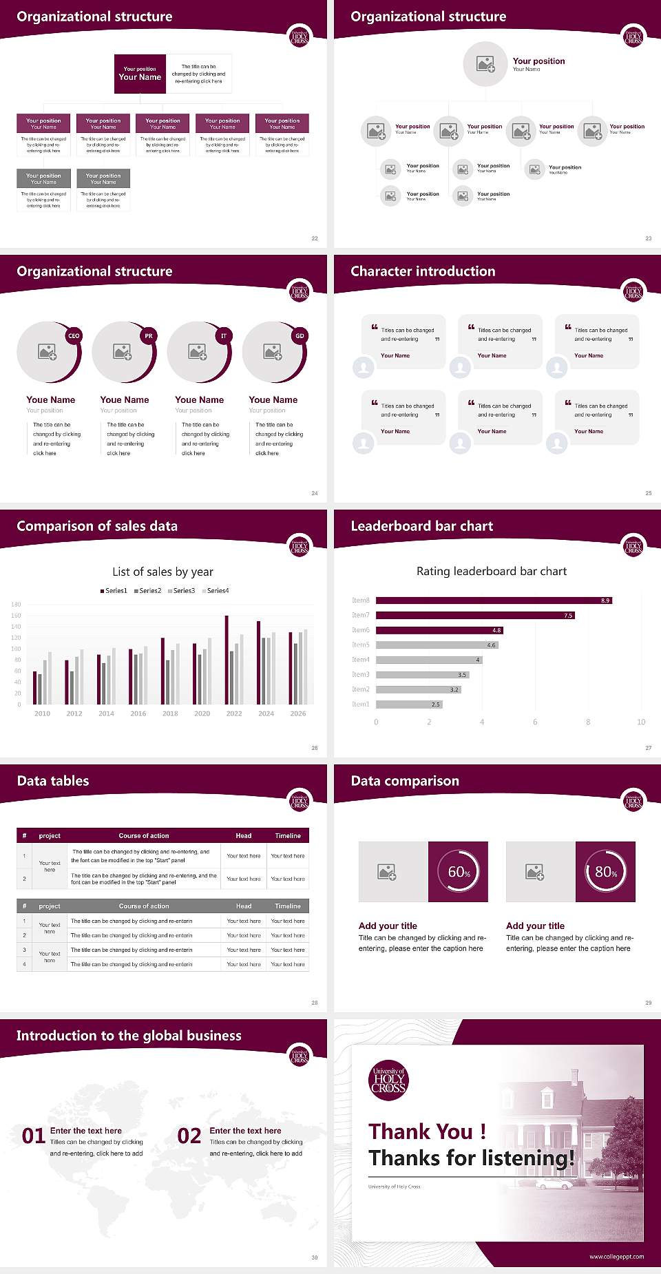University of Holy Cross Academic Presentation/Research Findings Report PPT Template4:3 ratio PPT effect preview image4