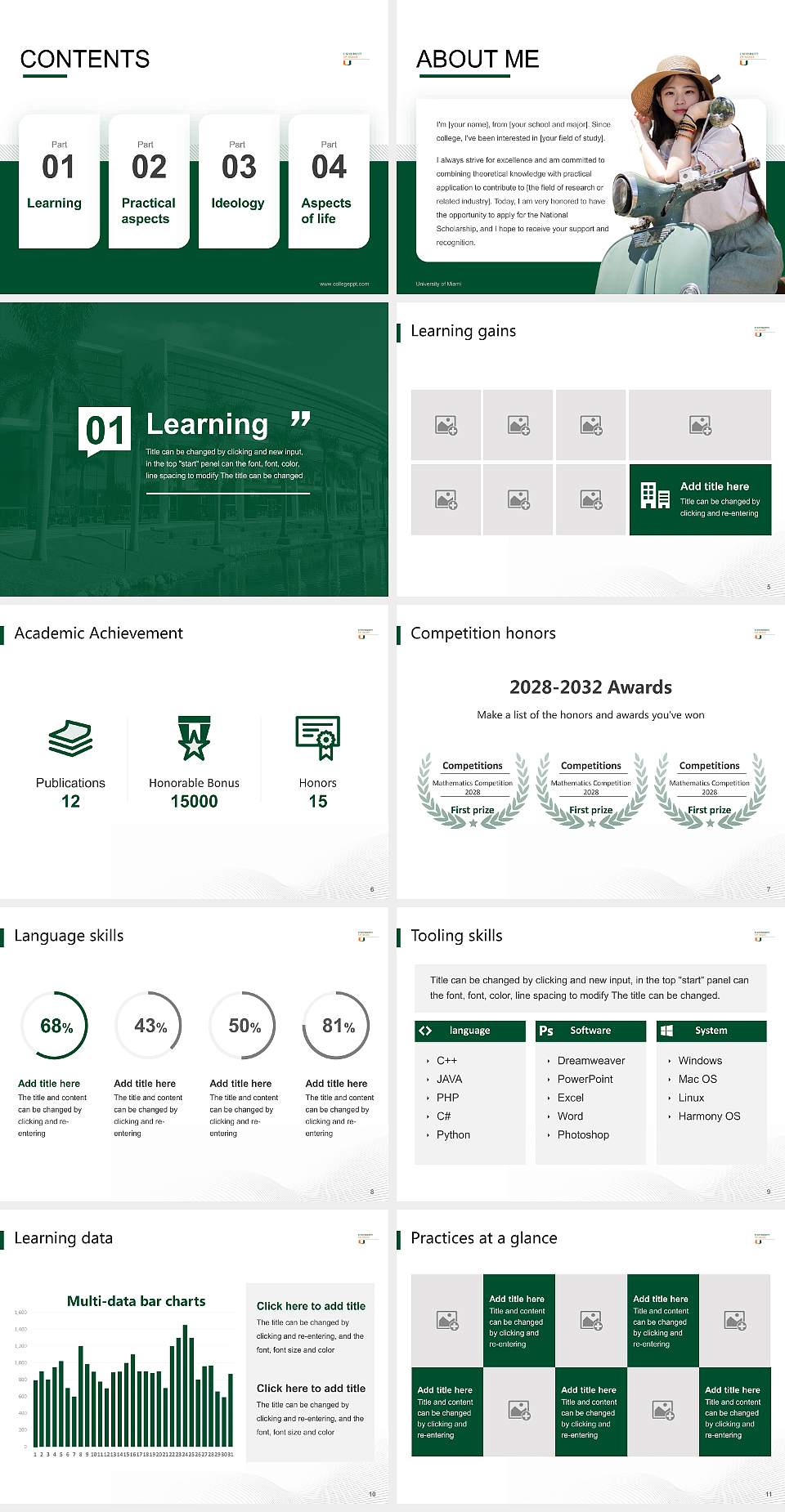 University of Miami National Scholarship Defense PPT Template4:3 ratio PPT effect preview image2