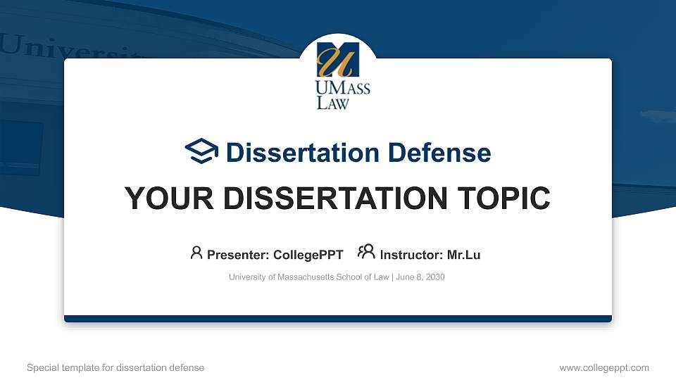 University of Massachusetts School of Law Graduation Thesis Defense PPT Template16:9 ratio PPT effect preview image