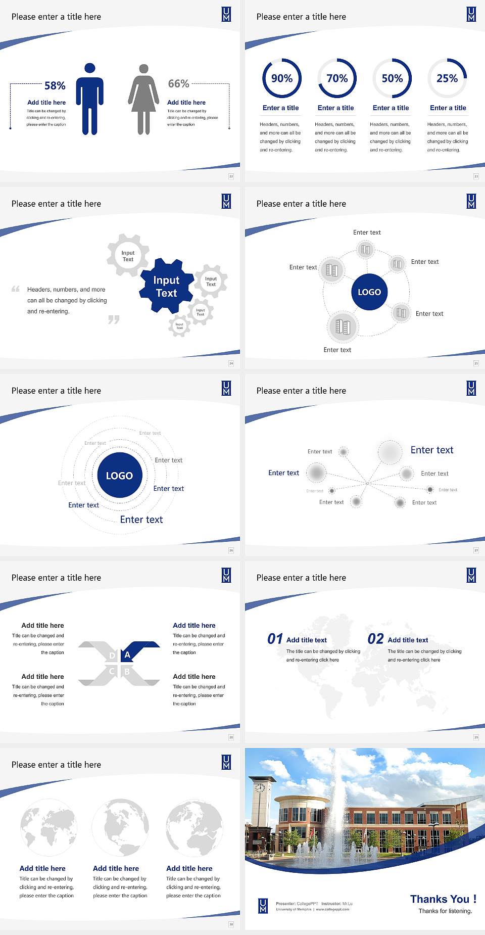 University of Memphis Course/Courseware Creation PPT Template4:3 ratio PPT effect preview image4