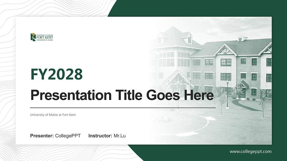 University of Maine at Fort Kent Academic Presentation/Research Findings Report PPT Template16:9 ratio PPT effect preview image