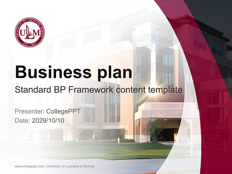 University of Louisiana at Monroe Competition/Entrepreneurship Contest PPT Template4:3 ratio PPT effect preview image9