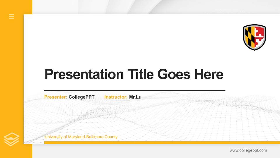 University of Maryland-Baltimore County Thesis Proposal/Graduation Defense PPT Template16:9 ratio PPT effect preview image