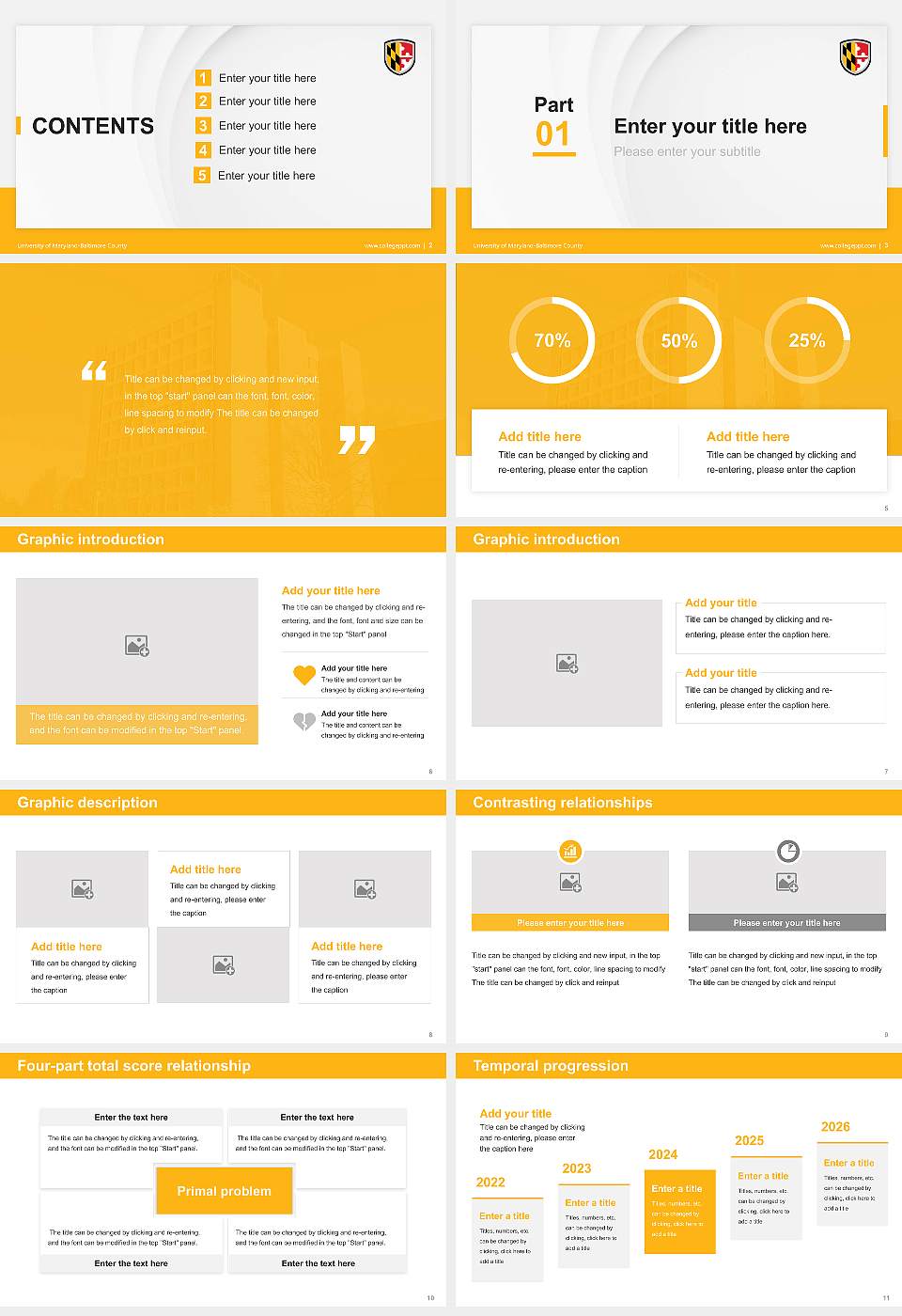University of Maryland-Baltimore County Thesis Proposal/Graduation Defense PPT Template16:9 ratio PPT effect preview image2