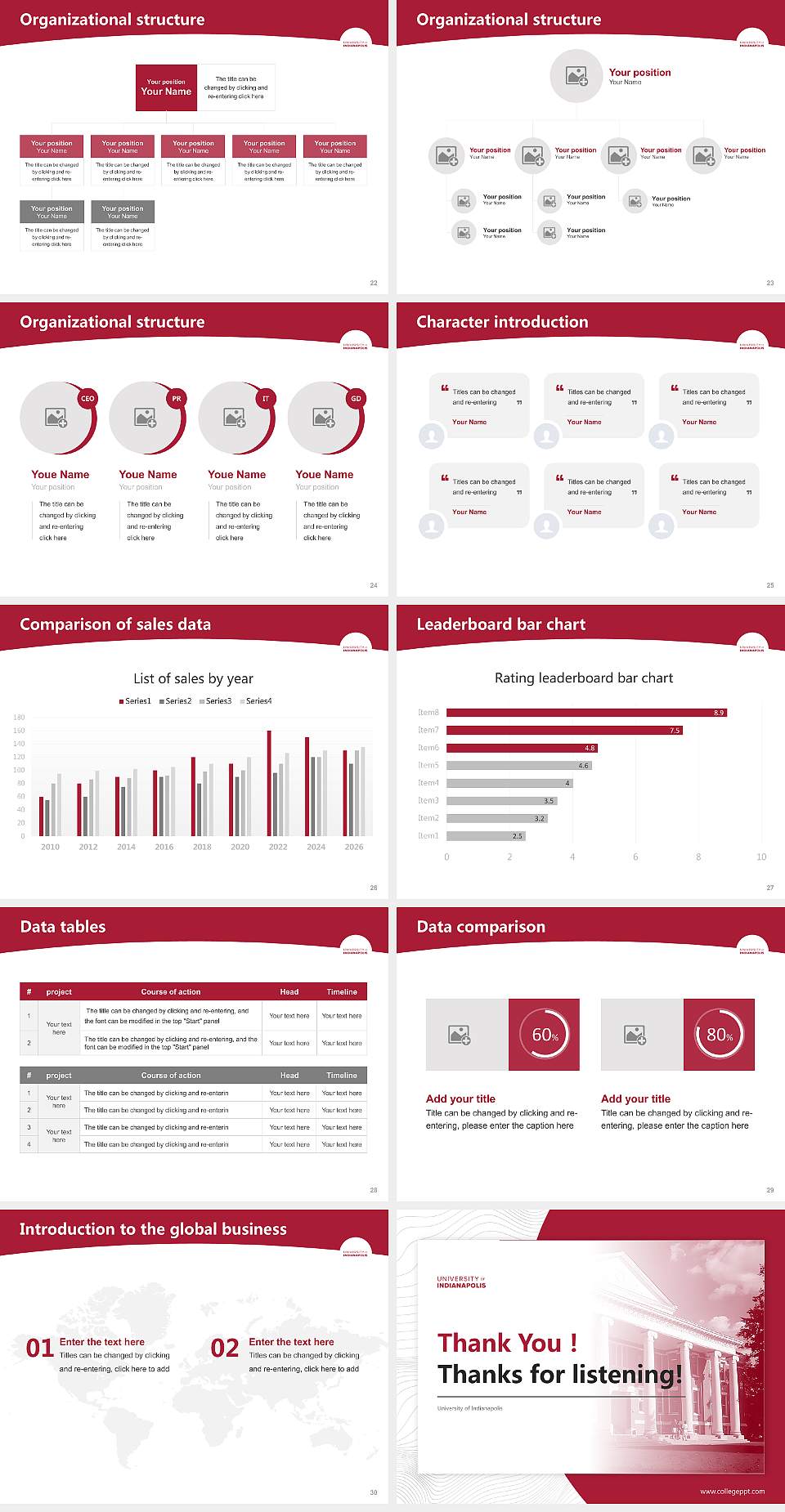 University of Indianapolis Academic Presentation/Research Findings Report PPT Template4:3 ratio PPT effect preview image4